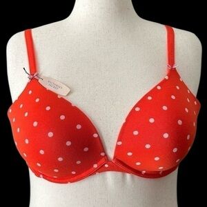 Victoria's Secret Red Polka Dot Push-Up Bra - 38D - NWT